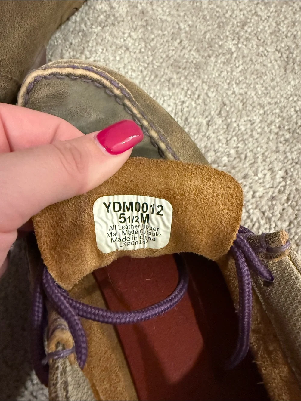 Twisted X Tan Suede Kids Moccasin Shoes with Purple Laces